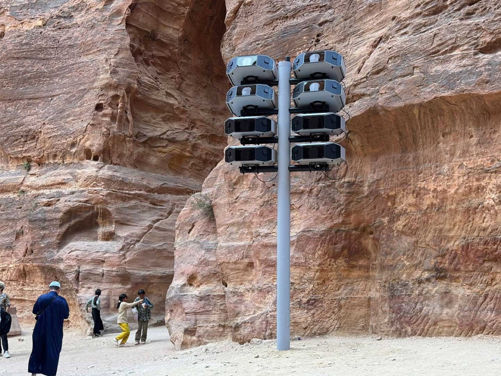 Urban Pole with eight LAZR 20K projectors in Petra, Jordan